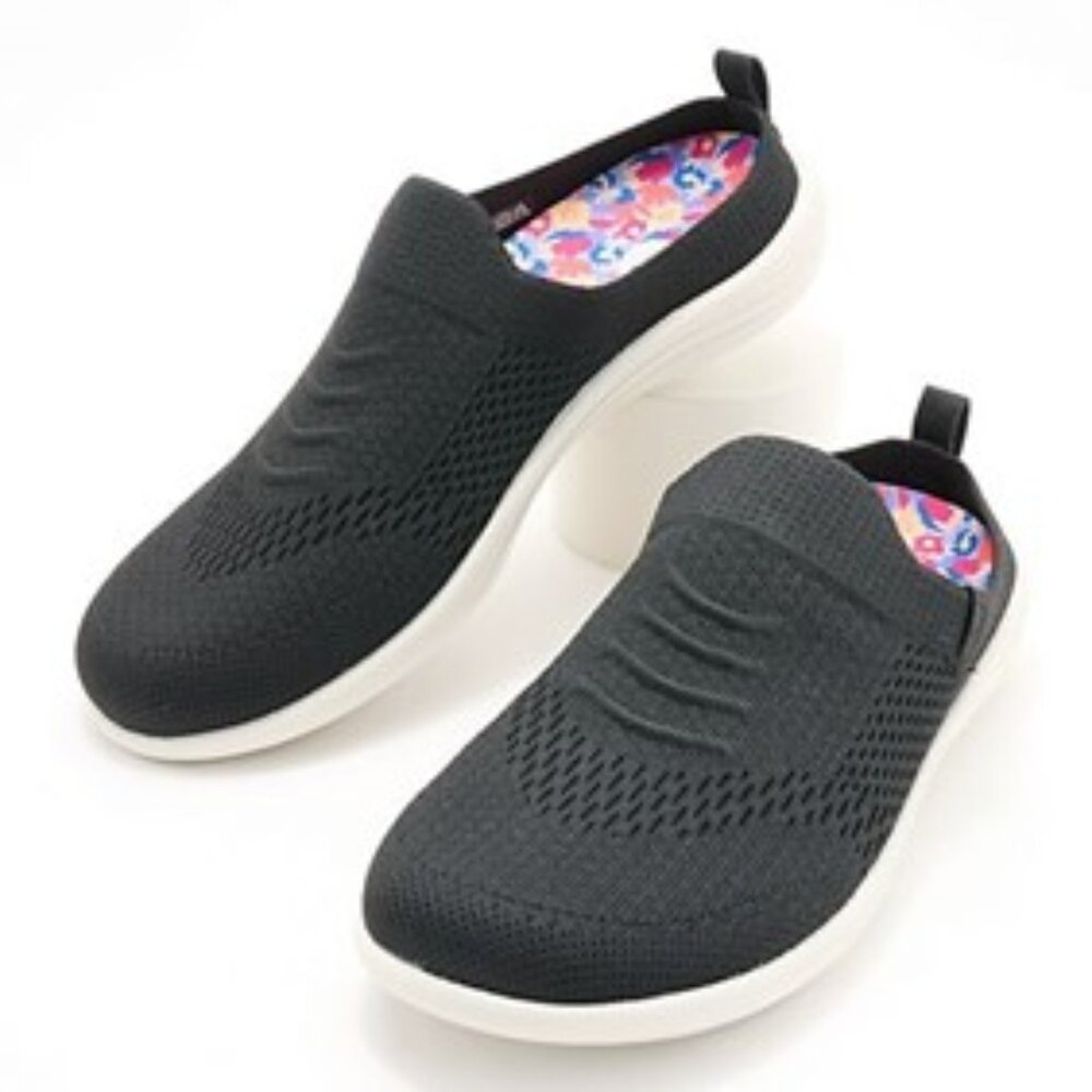 Revit align Orthotic Memory Foam Knit Mules-Stella, size 7 wide, black